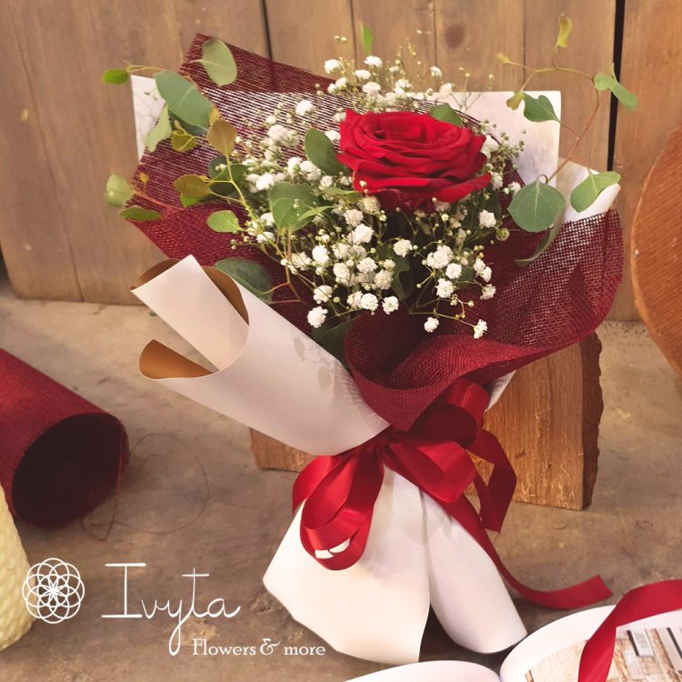 Bó Hoa 1 Bông Hồng Đỏ BOD0011