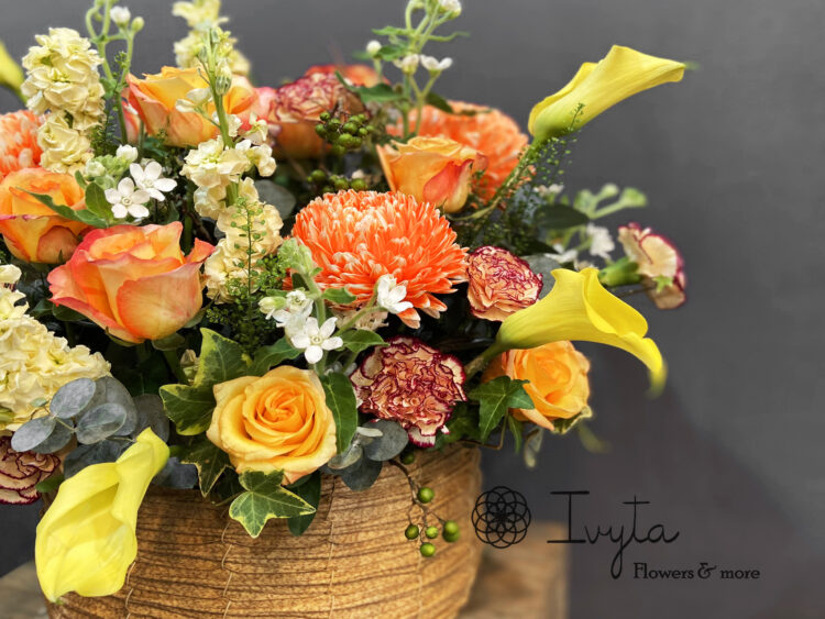 Lẵng Hoa Hồng Cam