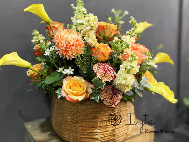 Lẵng Hoa Hồng Cam