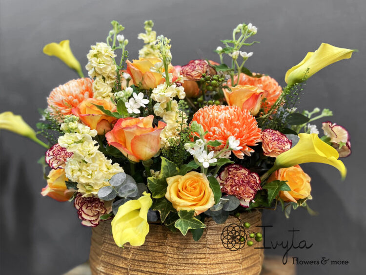 Lẵng Hoa Hồng Cam