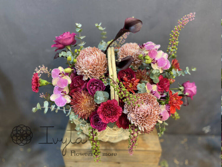 Lẵng Cúc Mẫu Đơn Hồng Đỏ LANG009